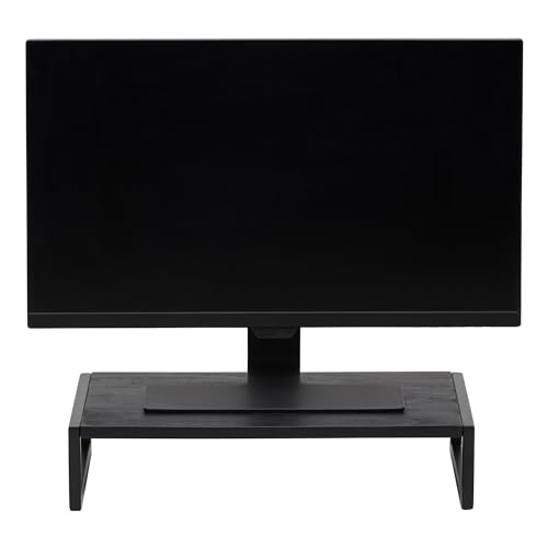 REALSPACE ACADIA WOOD/METAL MONITOR STAND, 4-1/2"H X 21-1/2"W X 10"D - BLACK - Brand New