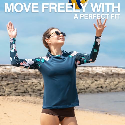 KANU SURF WOMENS KERI LONG-SLEEVE UPF 50+ RASHGUARD SIZE: WOMEN L DARREN NAVY - Brand New