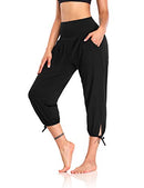 DIBAOLONG Women's Yoga Pants Capri Lounge Joggers Pockets 2XL BLACK - Brand New