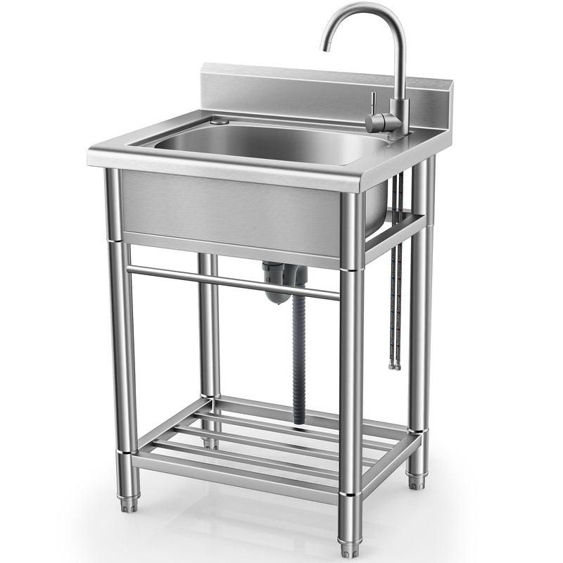 WORCEST UTILITY SINK FREE STANDING SINGLE BOWL KITCHEN SINK WITHCOLD/ HOT WATER - Like New