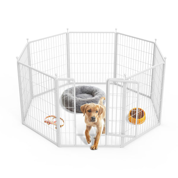 SIMPLE DELUXE DOG PLAYPEN, 32" HEIGHT 8 PANELS FENCE WITH ANTI-RUST COATING - Like New
