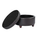 HomePop 25" Button Tufted Round Storage Ottoman - Brown Faux Leather - Brand New