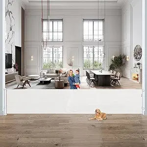KISKIZ 130 INCH RETRACTABLE BABY GATES EXTRA WIDE BABY GATE - WHITE - Like New