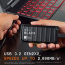 WESTERN DIGITAL 1TB P40 GAME DRIVE SSD - UP TO 2,000MB/S, RGB LIGHTING - BLACK - Like New