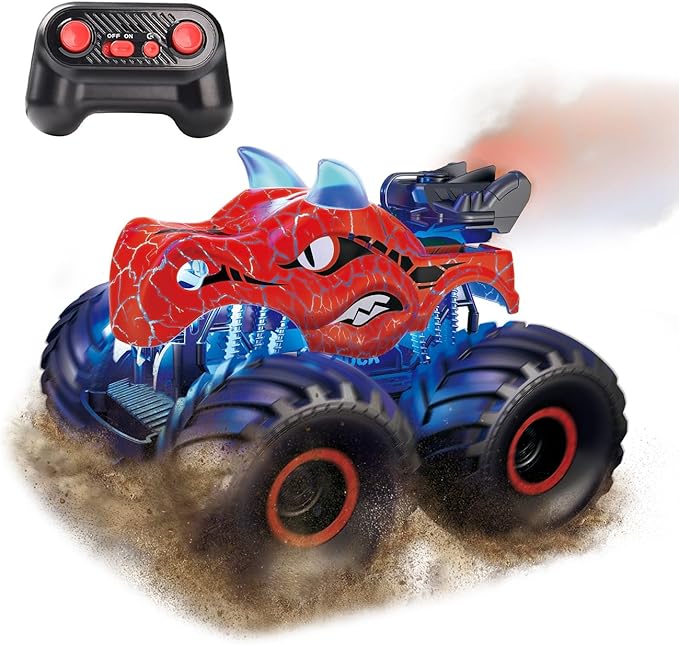 Threeking 1:18 Dinosaur RC Car Remote Control Cars Trucks Toy 4WD Off-Road - RED Like New