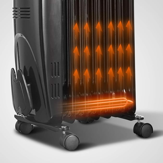 PELONIS Oil Filled Radiator Heater indoor use Large Room Safe 1500W - Black Like New