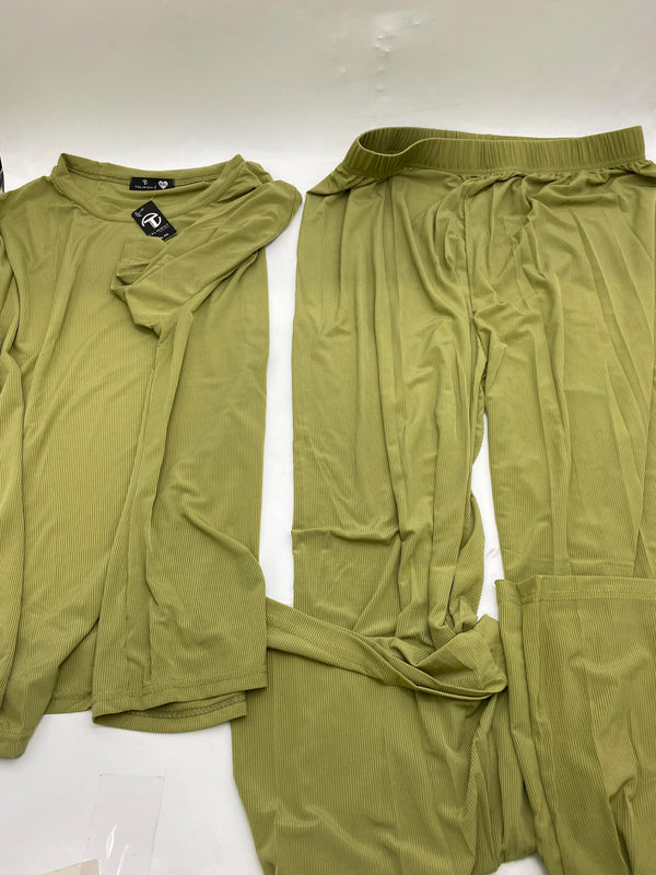 TALMONT WOMEN'S PAJAMA SET SHORT SLEEVE 2 PIECE LOUNGE SET - SIZE: XL - KHAKI - Like New