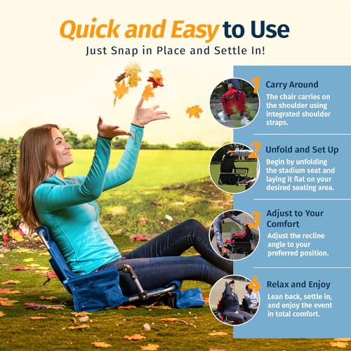 ALPCOUR BLEACHER SEAT BACKREST PREMIUM STADIUM CUSHIONED FOLDABLE - ROYAL BLUE - Like New