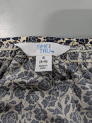 TIME AND TRU WOMEN'S COTTON BUTTON FRONT LENGTH SLEEVES - S - DARK NAVY FLORAL - Brand New