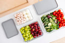 DURA LIVING GLASS FOOD STORAGE CONTAINER WITH LIDS NESTING 6 PIECE - CLEAR/GRAY - Brand New