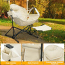 AINFOX HAMMOCK CAMPING CHAIR FOOTREST FOLDABLE PORTABLE ROCKING CHAIRS - BEIGE - Like New