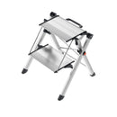 HAILO MINI STEEL STEP STOOL TWO LARGE ANTI-SLIP STEPS - SILVER - Like New