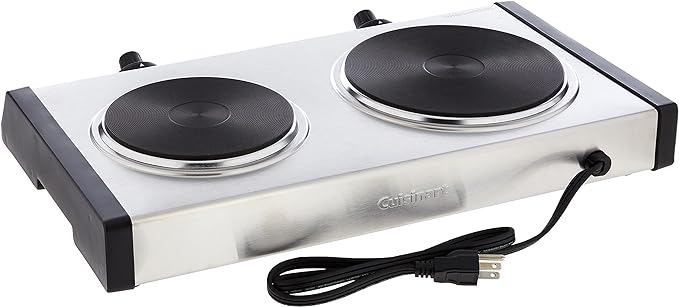Cuisinart Cast-Iron Double Burner CB-60P1 - Silver - Like New