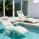 in Pool Lounge Chairs Set of 2 with Armrests HDPE Pool Chaise Loungers - White - Like New