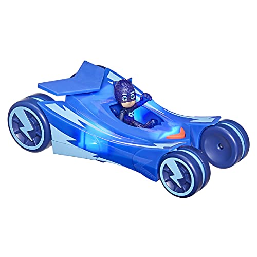 PJ Masks Glow & Go Cat-Car Preschool Toy Vehicle Light Up Racer Vehicle Blue - Like New