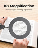 UBEESIZE 10X MAGNIFYING GLASS WITH LIGHT AND STAND, UB-ZMFDJBK - BLACK - Like New