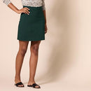 AMAZON ESSENTIALS WOMEN'S PONTE PULL-ON MINI LENGTH A-LINE SKIRT  - DARK GREEN - Brand New
