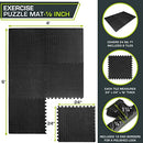 ProsourceFit Exercise Puzzle Mat ½" for Home Gym, 24 SQ FT - 6 Tiles - Black - Brand New
