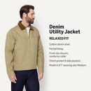 AEMN49797M26 AMAZON ESSENTIALS MEN'S RELAXED FIT DENIM JACKET MUSHROOM BROWN M - Brand New