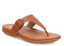 FITFLOP GRACIE RUBBER-BUCKLE LEATHER TOE-POST SANDAL - SIZE: WOMEN 8 - LIGHT TAN - Like New