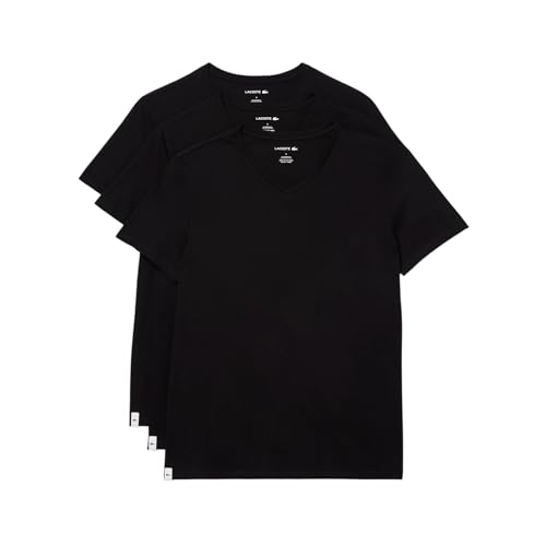 Lacoste Men's 100% Cotton Regular Fit V-Neck Undershirt, 3-Pack - Black - Like New
