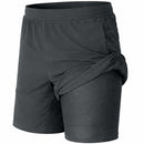 JUMP START 2 IN 1 STRETCH RUNNING SHORTS WITH LINER - SIZE: MEN 3XL - GRAY - Brand New