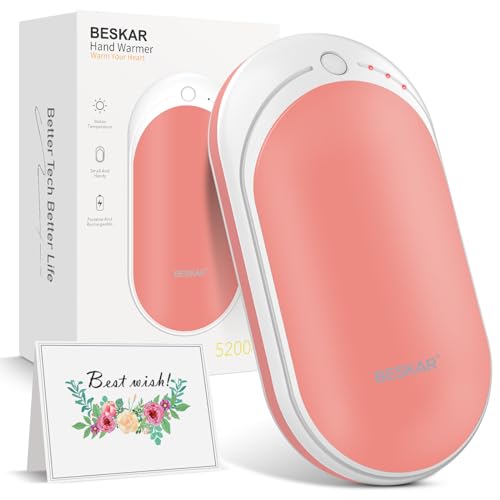 BESKAR RECHARGEABLE HAND WARMER 5200MAH ELECTRIC HAND HEATER ZLS-118S - CORAL - Like New