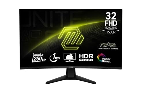 MSI MAG 32C6X 31.5" 1920 X 1080 FHD COMPUTER MONITOR 250HZ 1MS - BLACK - Like New