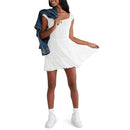 AEROPOSTALE WOMEN'S SMOCKED WAIST SHORT SLEEVE MINI DRESS MEDIUM WHITE - Brand New