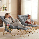 KASUNPUL COMFY SAUCER CHAIR FOLDABLE LIVING ROOM CHAIRS SOFT FAUX FUR - GRAY - Like New