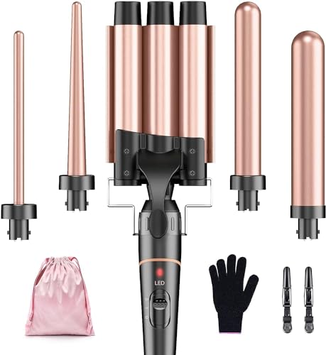 BESTOPE PRO WAVER CURLING IRON - 3 BARREL HAIR CRIMPER, 5 IN 1 CURLING WAND SET - Like New