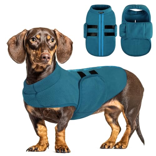 QUEENMORE SMALL DOG SWEATER, SOFT FLEECE VEST PULLOVER JACKET, PEACOCK-BLUE - Brand New