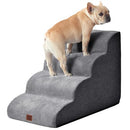 EHEYCIGA CURVED DOG STAIRS RAMP, 4-STEP HIGH BEDS, 19.7" H PET STEP - GREY - Brand New
