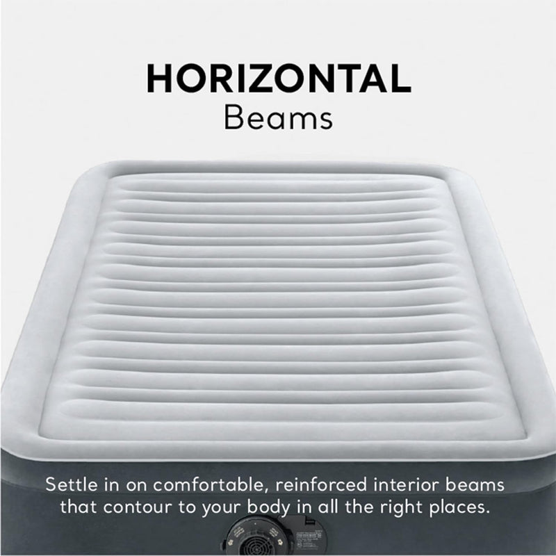 INTEX Dura-Beam Deluxe Air Mattress 13" TWIN Built-in Electric Pump - GRAY - Like New