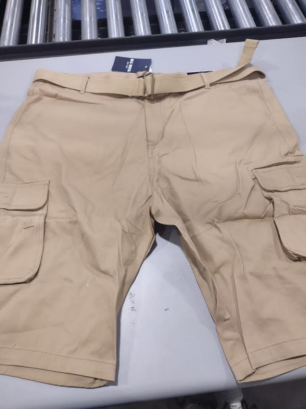 BLU ROCK CARGO SHORTS WITH BELT COLOR KHAKI SIZE MEN 40 - SIZE: MEN 40 - KHAKI - Brand New