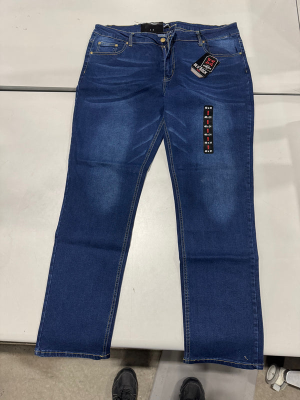 BLU ROCK DENIM JEANS MENS 4 WAY STRETCH - SIZE: MEN 40 X 31 - DARK WASH - Brand New