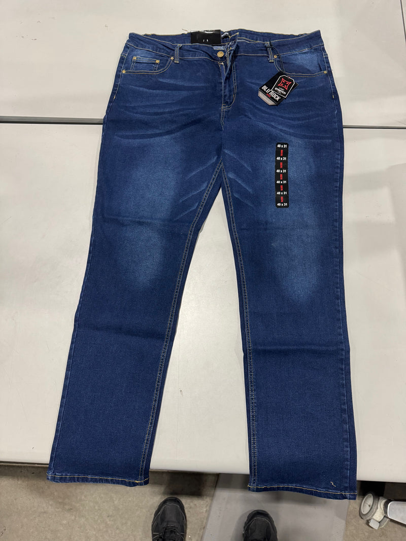 BLU ROCK DENIM JEANS MENS 4 WAY STRETCH - SIZE: MEN 40 X 31 - DARK WASH - Brand New