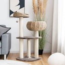 Tangkula Modern Cat Tree Small/Tall Cat Tower Natural Scratching Post - Like New