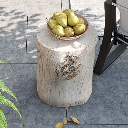 AQUILLA Rustic Stump Side Table, Wood-Look End Table, Stump Accent Table Stool - Like New