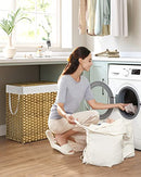 SONGMICS Laundry Hamper with Lid, 110L Natural ULCB52NL - NATURAL - Like New