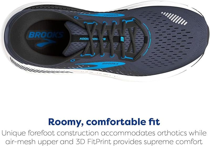 1103651D077 BROOKS MEN ADDICTION GTS 15 RUNNING SHOE, INDIA INK/BLACK/BLUE, 10.5 Like New