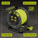 MASTERPLUG 60FT CORD REEL EXTENSION WINDING 4X OUTLETS 13AMP OMA601114G4SL GREEN - Like New