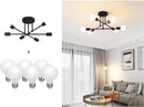 DELLEMADE Modern Sputnik Chandelier 6Light Ceiling Light 6LED Light Bulbs Black - Like New