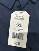 JAMES TAYLOR SHORT SLEEVE, BUTTON-UP SHIRT - SIZE: MEN 3XL - NAVY BLUE - Brand New
