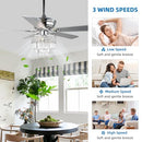 YYEHON 52" Chandelier Fan with Lights, Remote, Ceiling Fan, B0B915FYFY - Black - Brand New