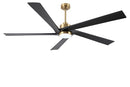 EUPHOLITE 72 INCH CEILING FAN, SOLID WOOD BLADES, ELCF72W5BNB01 - BRASS&BLACK - Like New