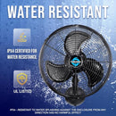 TORNADO 16" PRO SERIES WATERPROOF FAN HIGH VELOCITY HEAVY DUTY METAL - BLACK - Like New