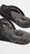 1108192 UGG MEN'S SCUFF SLIPPER SIZE 10 M BLACK LEATHER - Like New