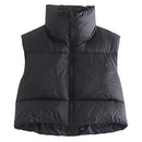 CUFEZN WOMEN CROPPED PUFFER VEST LIGHTWEIGHT SLEEVELESS - MEDIUM - BLACK - Like New