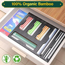 KOCWELL Bag Organizer & Plastic Wrap Dispenser with Cutter, 6 In 1 Bamboo Foil - Like New